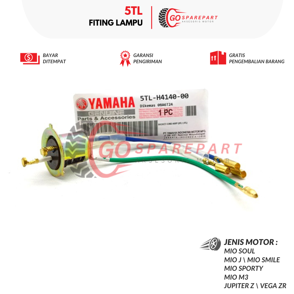 5TL FITING LAMPU MOTOR YAMAHA MIO / SOKET LAMPU MOTOR MOTOR MIO J / DUDUKAN LAMPU MIO SOUL / KABEL F