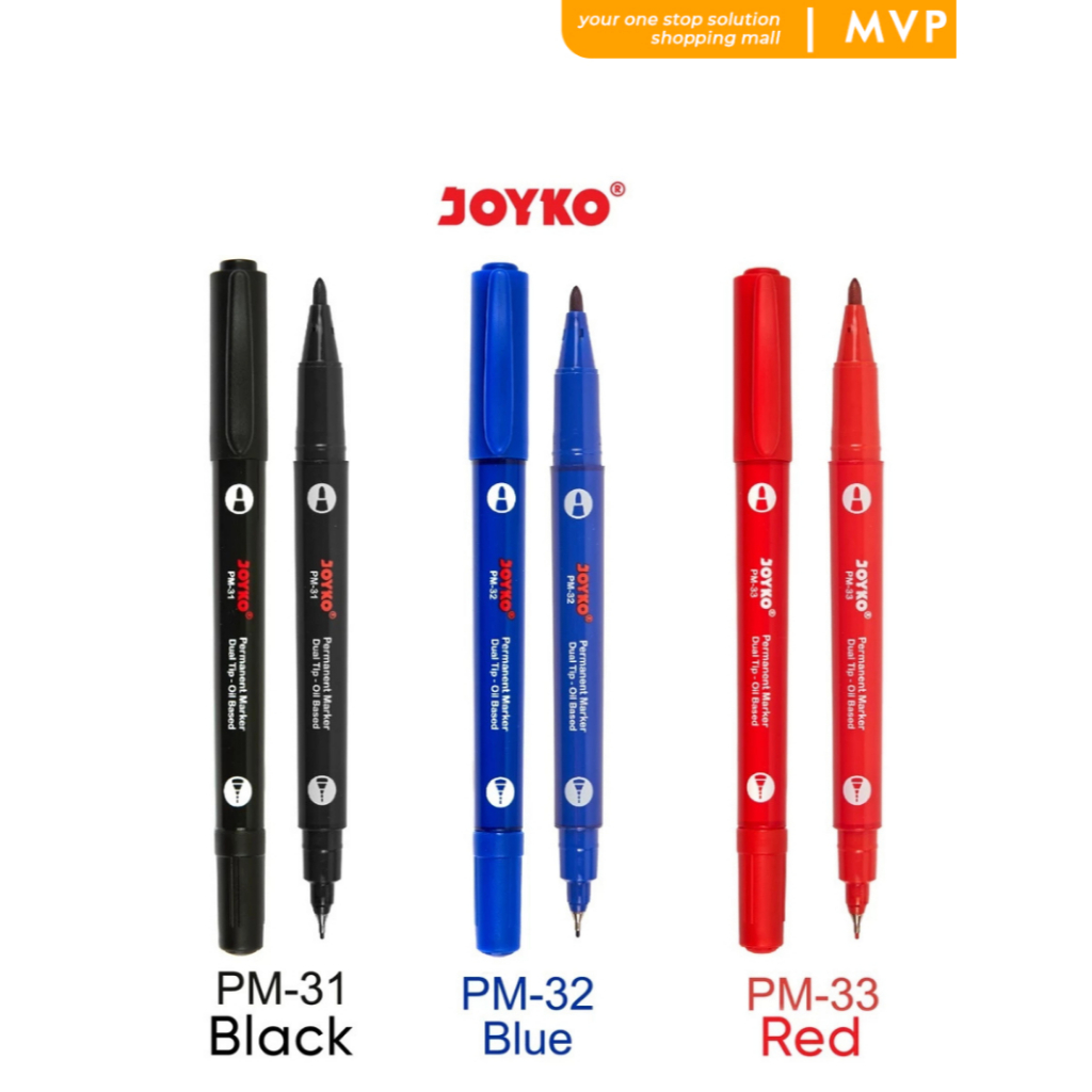 

MVP Permanent Marker Spidol Permanen Dual Tip PM31-33 Spidol Alat Tulis