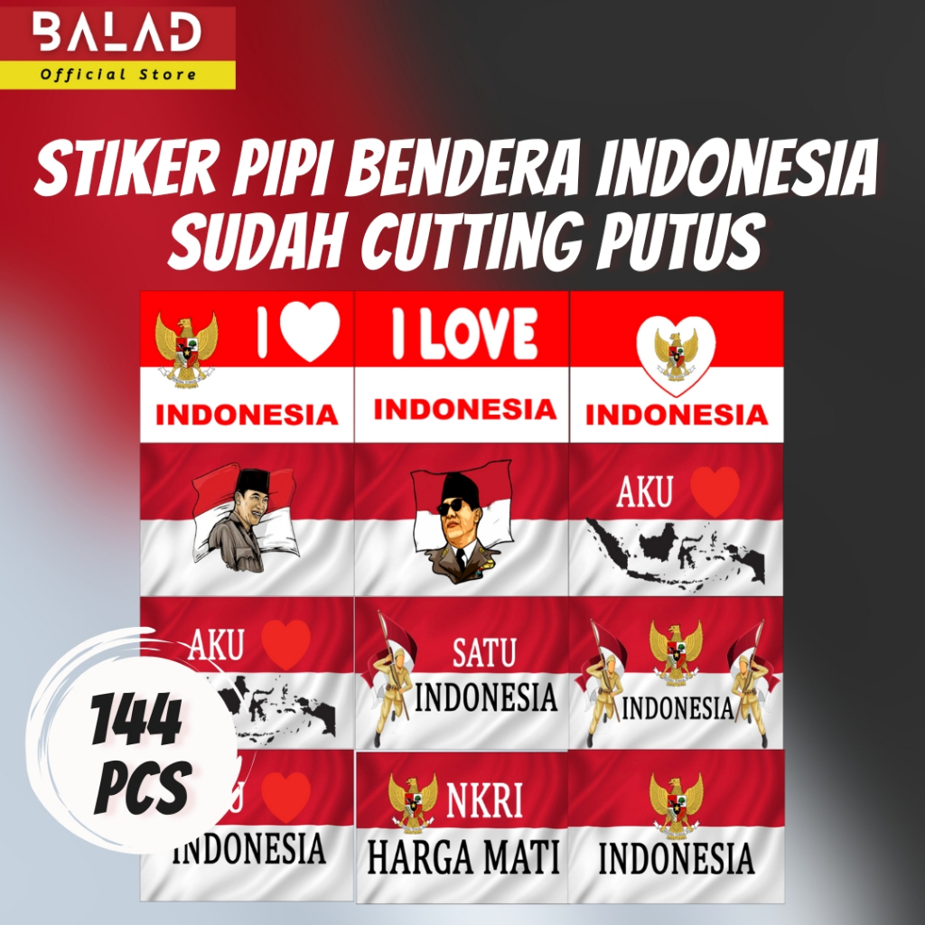 

144 PCS Stiker Pipi Bendera Indonesia Sudah Cutting Putus