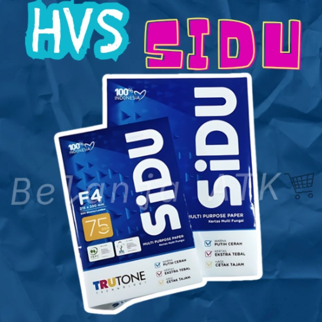 

[per rim] Kertas HVS Sidu 75gr A4 & F4 – 1 Rim | Putih Bersih & Halus | Cetak & Fotokopi Lebih Tajam
