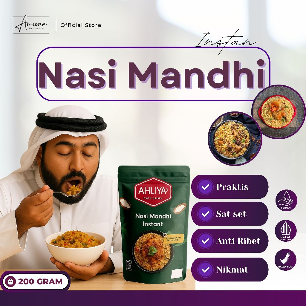 

Nasi MANDHI AHLIYA Instan | RICE COOKER | Beras Basmati Bumbu Lengkap 200gr (2-4 Porsi)