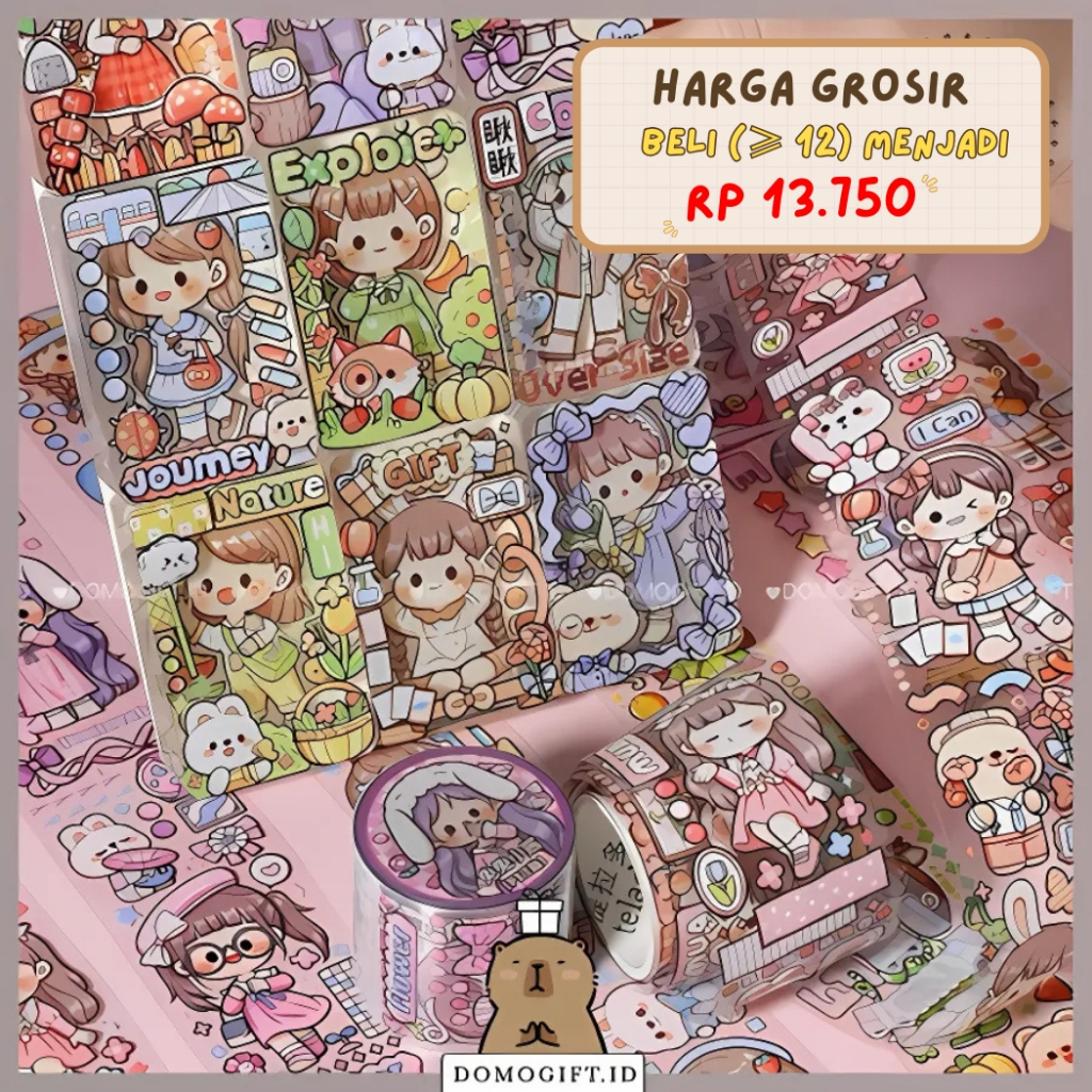 

Washitape Stiker Bening DIY Dekor Buku Jurnal Masking Tape Karakter Dodogirl PVC Anti Air TLD85