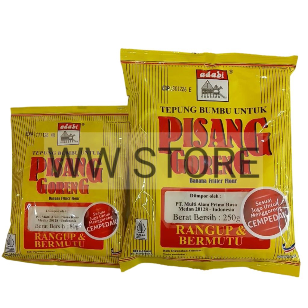 

Tepung bumbu untuk pisang goreng halal MUI adabi Banana Fritter Flour 80g 250g