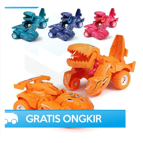 MAINAN MOBIL BERUBAH JADI ROBOT TRANSFORMING DINOSAURUS CAR HONEY PO