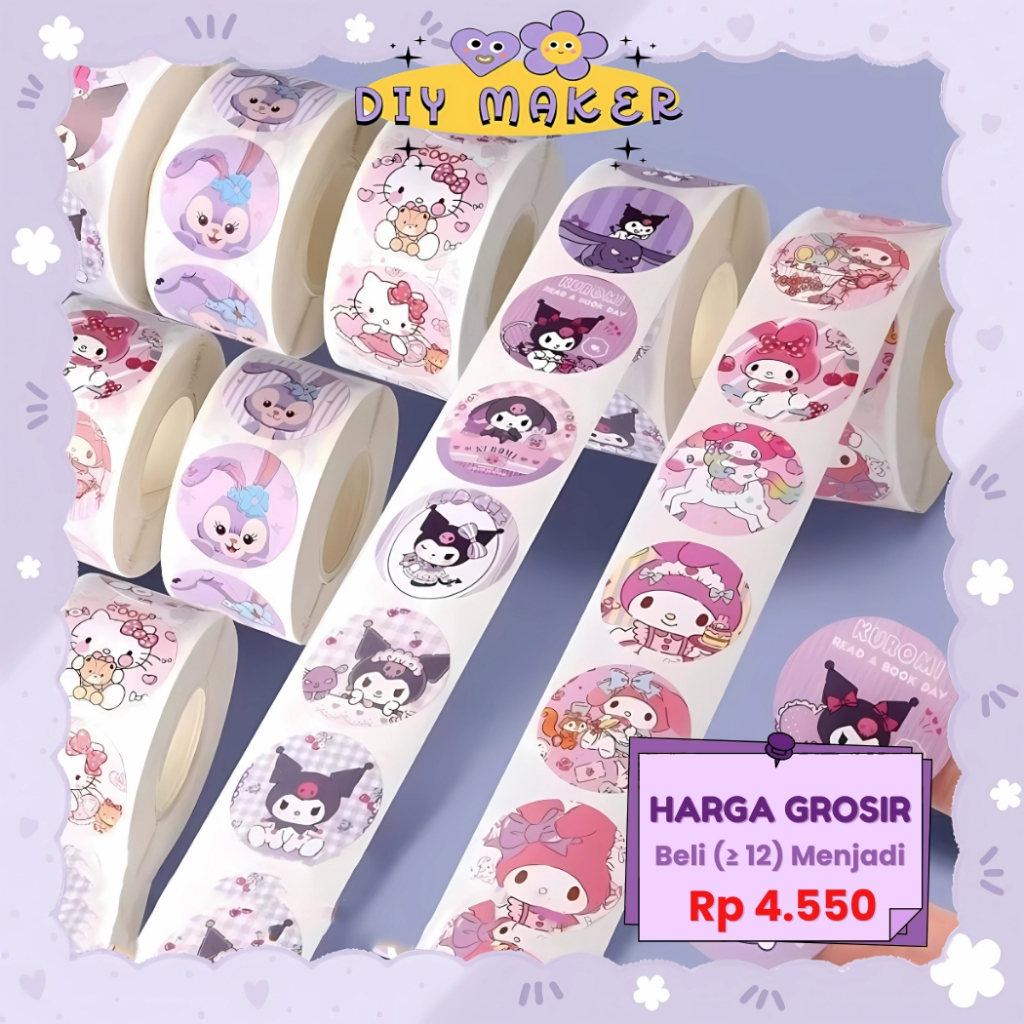 

DM Label Stiker Roll 500 Lembar Karakter Sanrio ticker Roll Tempel DIY Packing Kotak Makan Souvenir