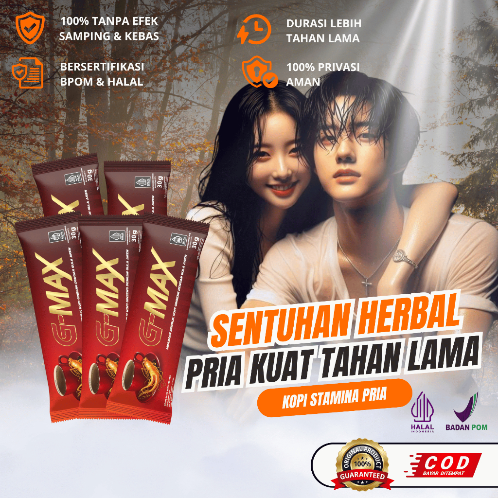 

G-MAX Original Kopi Ginseng Stamina Pria Tahan Lama Kemasan 5 Sachet Bpom Halal