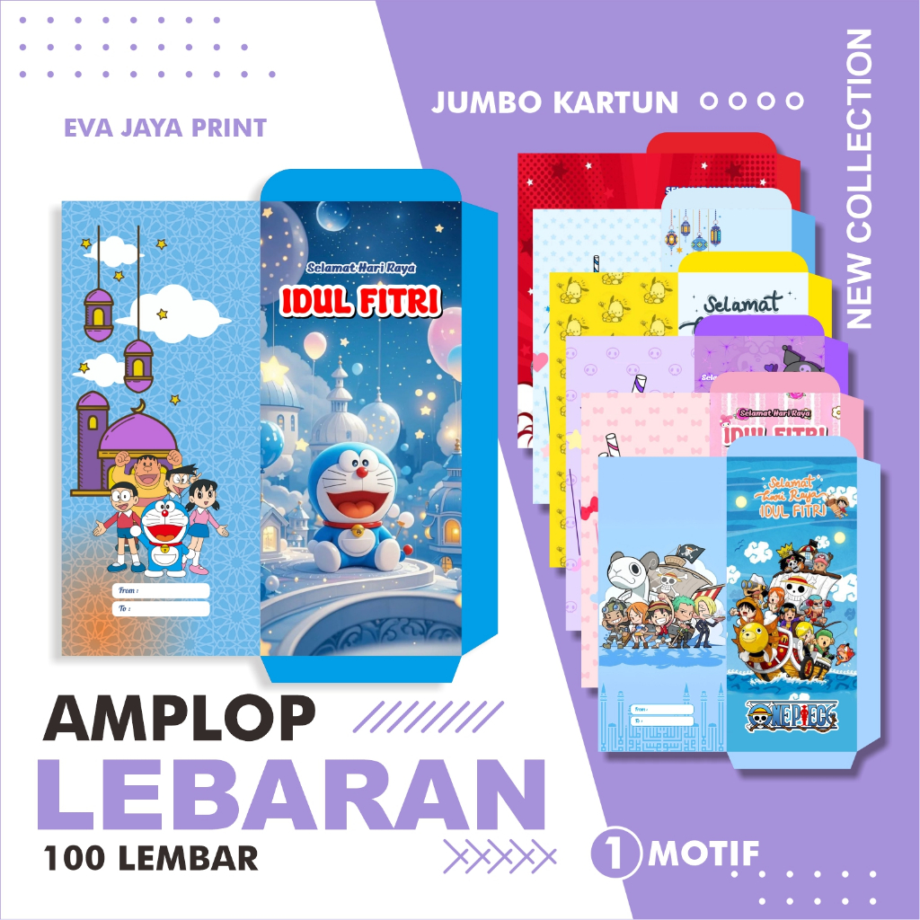 

100 LEMBAR AMPLOP LEBARAN KARTUN JUMBO