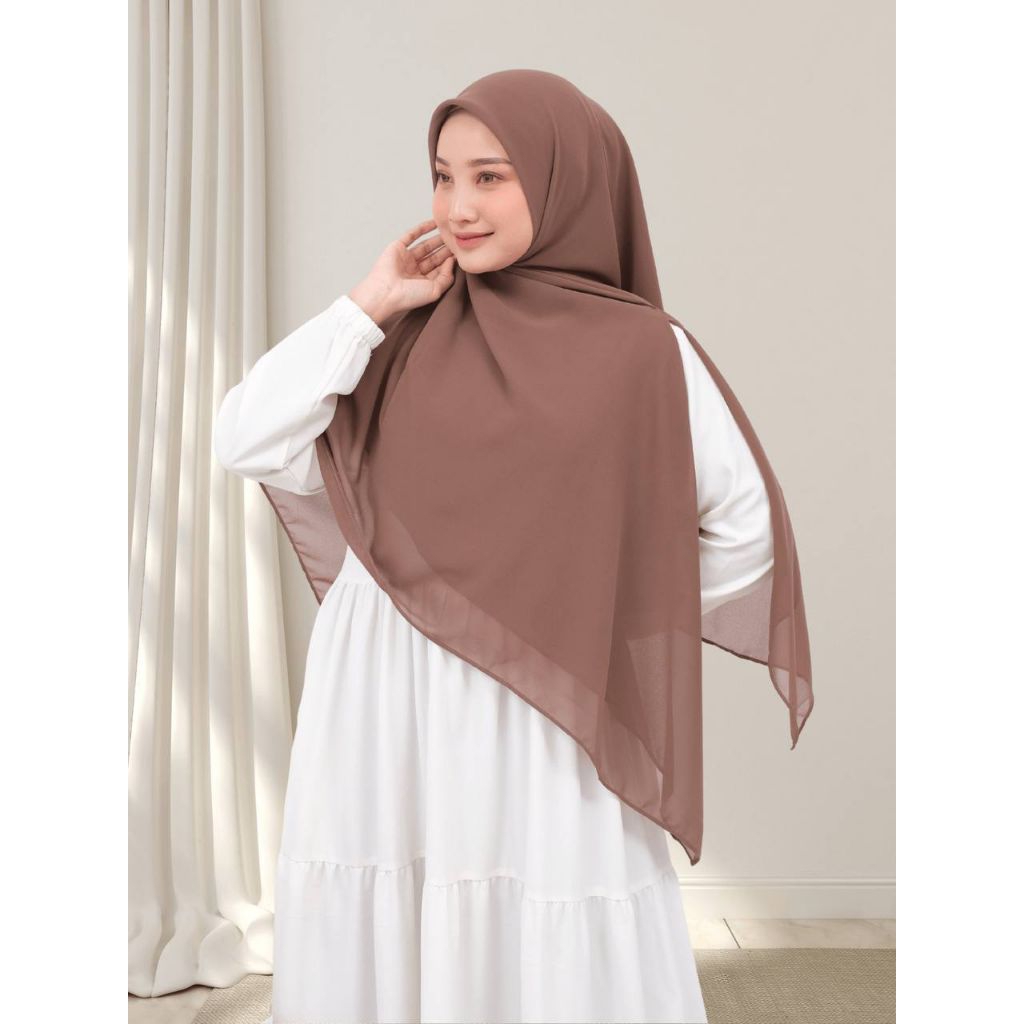 HIJAB SEGIEMPAT JUMBO ZIPPER RESLETING DIBAWAH DAGU