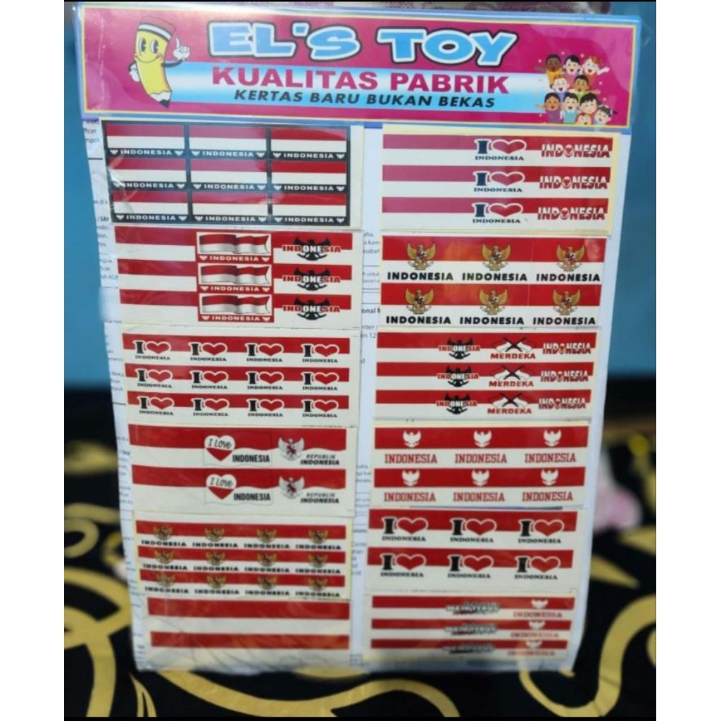 

12 (12x2x6) stiker pipi LEMBARAN STIKER PIPI HUT RI dirgahayu layar