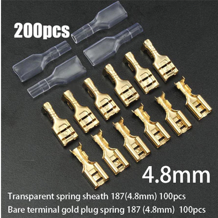 200pcs Skun Gepeng Female 4.8mm / Terminal Kabel Cewek 4.8 mm