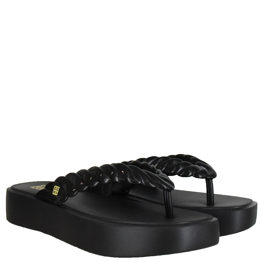 Sandal Jepit Wedges Wanita Zaxy Rope Tam Ad Black