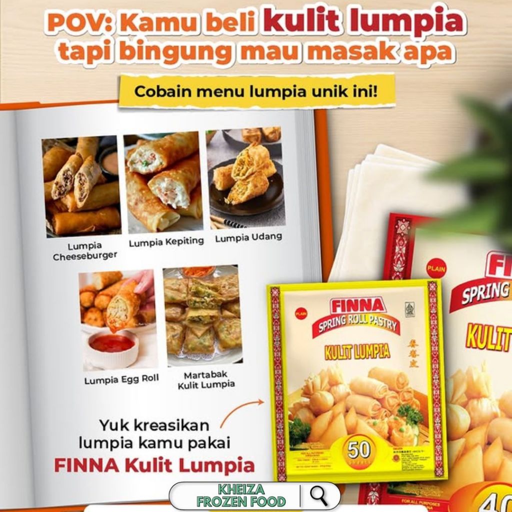 

FINNA Kulit Lumpia Kecil 5 Inch 5in - Spring Roll Pastry 12,5 cm 125mm 50 Lembar 200gram - Kheiza