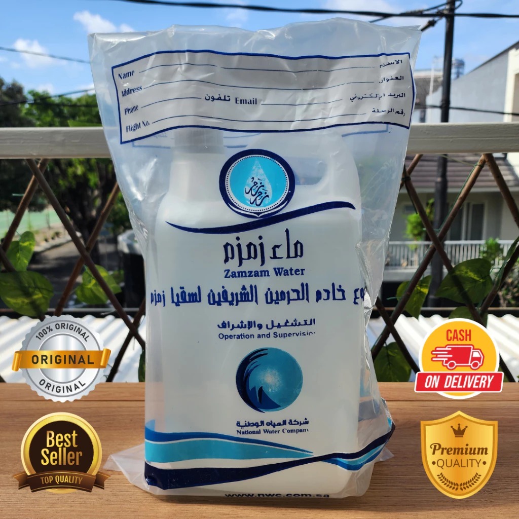 

air zamzam jirigen 5lt kemasan jerigen Biru Oleh Oleh Haji dan Umroh