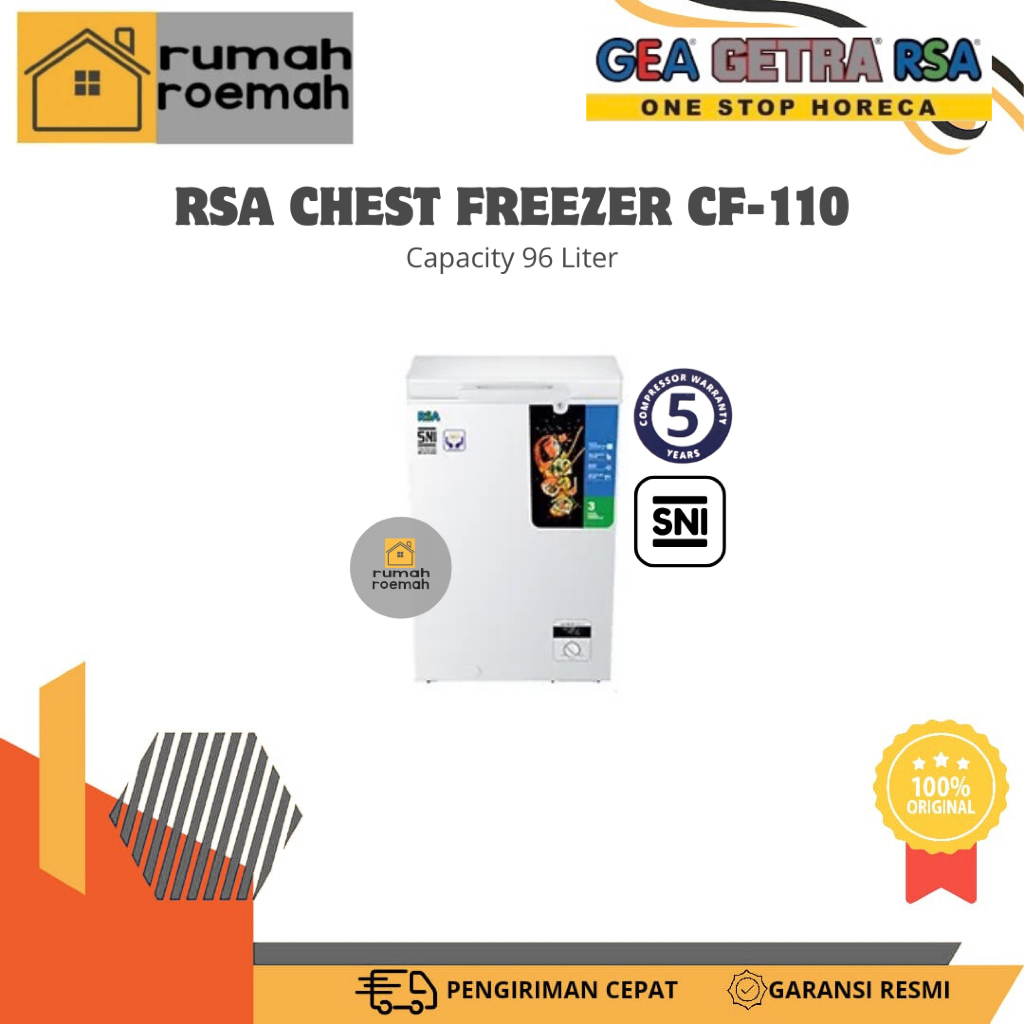 RSA CHEST FREEZER CF-110/RSA FREEZER KAPASITAS 96 LITER/RSA CHEST FREEZER