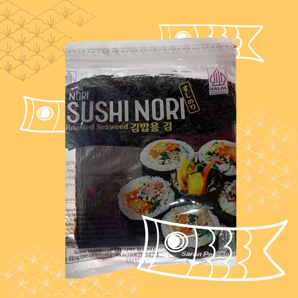 

Java Nori Sushi Nori | Sushi Nori Putih isi 10 Lembar / 50 lembar | Rumput Laut Panggang Halal