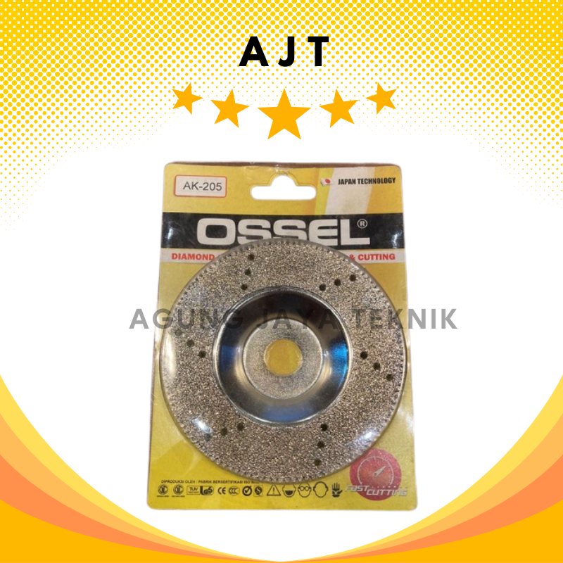 Diamond Grinding Ossel AK-205 Model Mangkok / Mata Gerinda Potong Diamond 4" Pisau potong Batu Akik/
