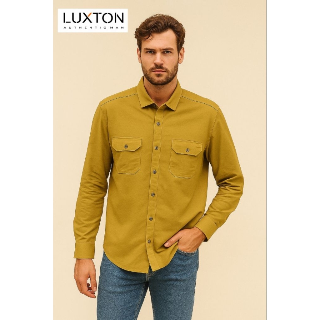 LUXTON Kemeja Lengan Panjang Katun Twill Ramsey ORIGINAL 100%