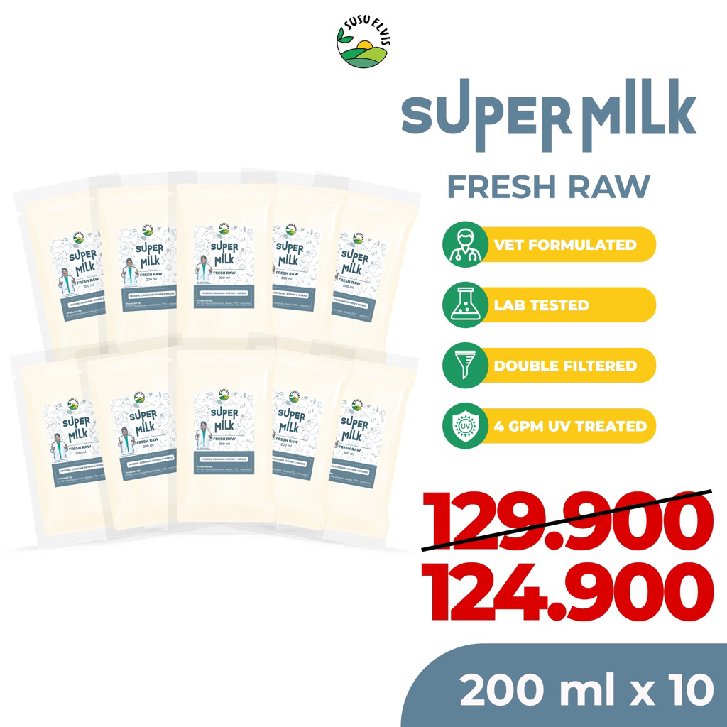 

Susu Elvis - Susu Kambing Anjing Kucing Natural - Goat Milk - Dog Cat Pet Milk - Fresh Raw Paket 200 ml - Paket 10