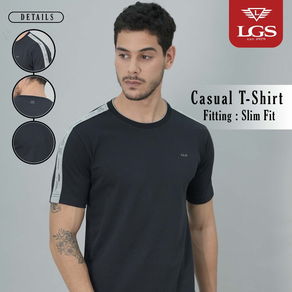 LGS - Slim Fit T-shirt - Kaos Basic Pria - Hitam - Katun - Baju Cowok - JTS.322.S3364F.33.C