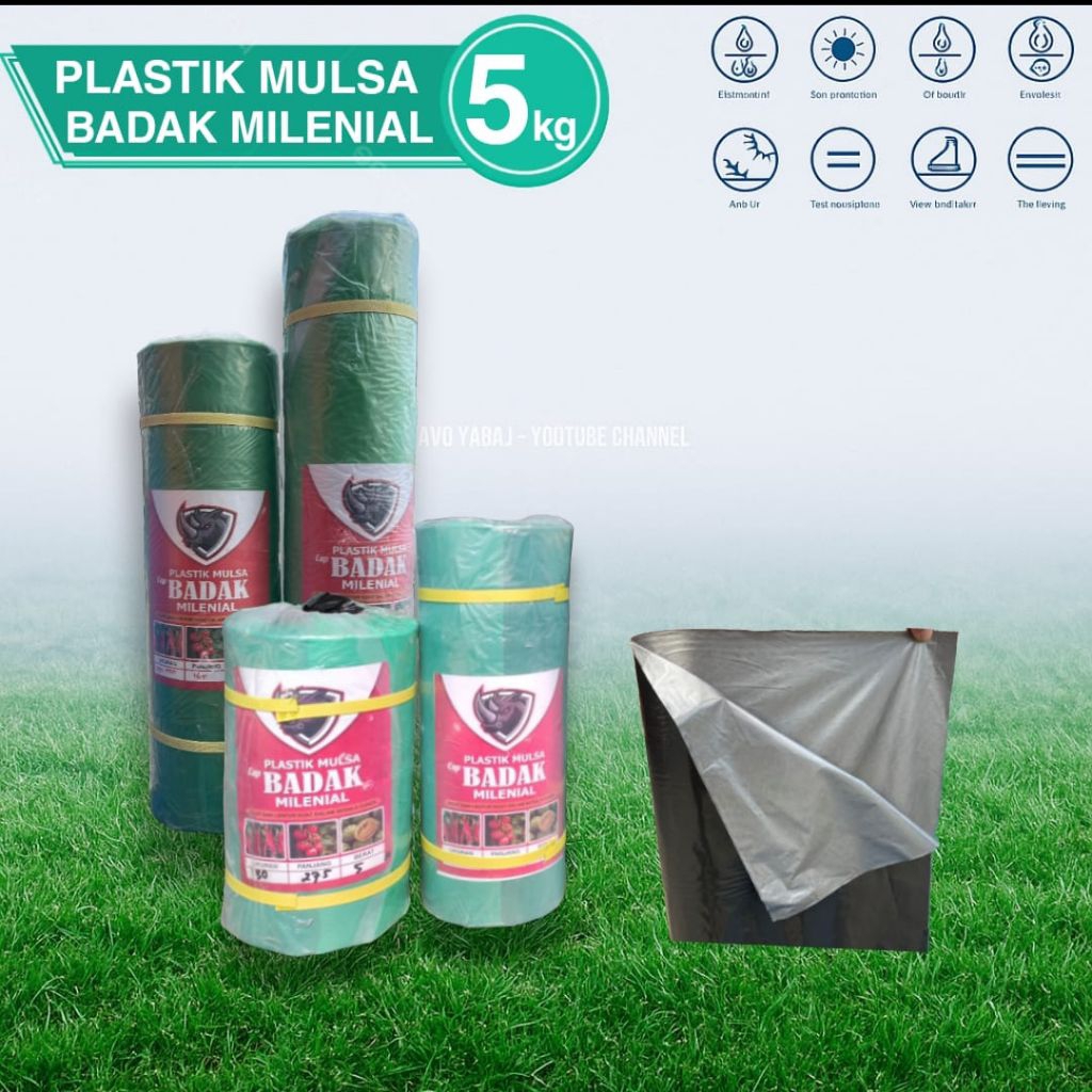 Plastik Mulsa | Plastik Pertanian Hitam Perak | 1 roll = 5kg | Merk BADAK MILENIAL