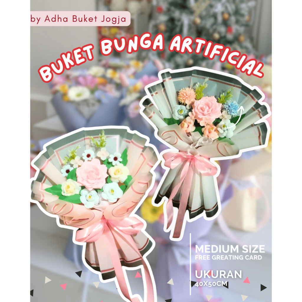 Buket Bunga Artificial Besar | Buket Bunga Ulang Tahun Cewek | Buket Bunga Palsu Wisuda