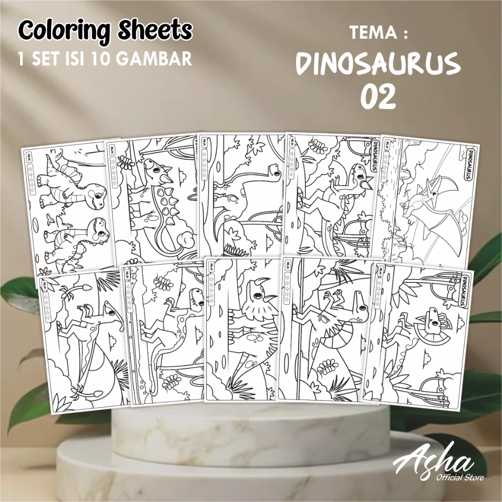 

KERTAS GAMBAR UNTUK ANAK - LEMBAR MEWARNAI ANAK 1 SET ISI 10 GAMBAR DINOSAURUS 02 UKURAN A3