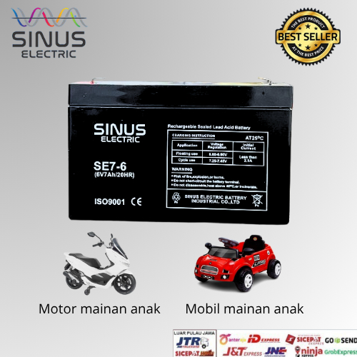 Aki Mainan Mobil Anak 6V 7Ah Aki Mobil Mainan Anak VRLA SINUS 6-7