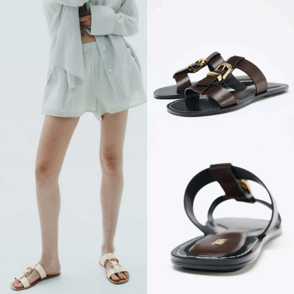 Sandal ZARA Double-Strap Buckle Flat Shoes