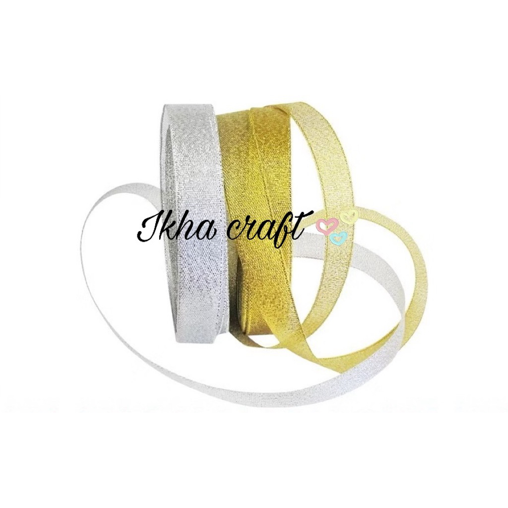 

10 Roll Pita Emas dan Perak Ukuran 3/8 Inch/1cm Per slop