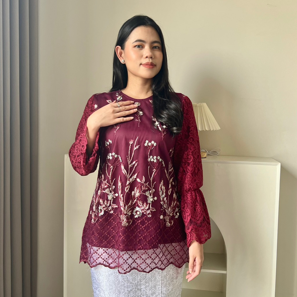 Hoolaqueen - Luna Blouse - Tile Blouse Kebaya - Atasan Kondangan - Blouse Premium Tile - Outfit Kond