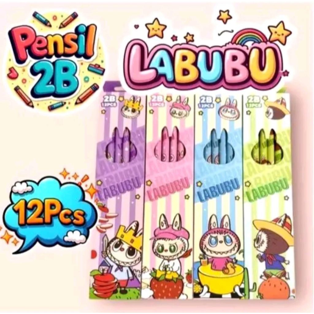 

LABUBU Pensil Kayu 2B Karakter Lucu Isi 12 Pcs Statinory Desain Unik Menarik untuk Pengguna Stationery 12 Pcs