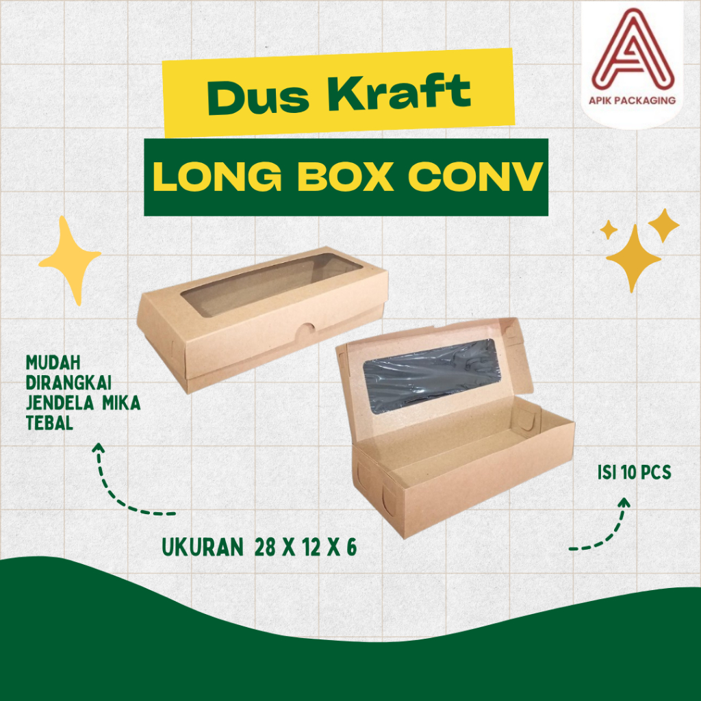 

Dus Kraft Long Box Converpack Ukuran 28cm Isi 10pcs