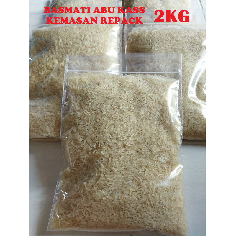 Beras Basmati Abu Kass Kemasan repack 2kg Premium basmati India
