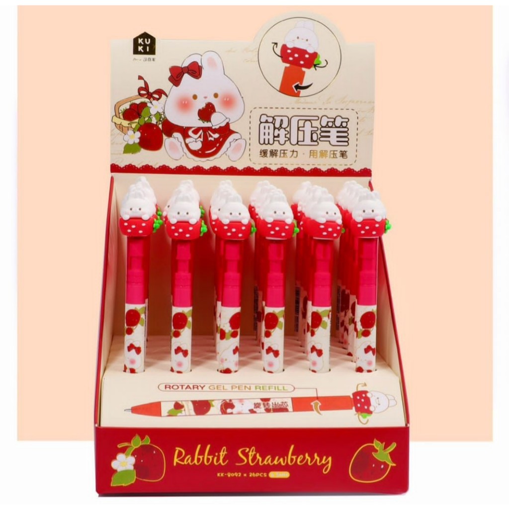 

(2PCS) PULPEN KUKI SPINNER KK-8092 RABBIT STRAWBERRY / BALLPEN / PENA