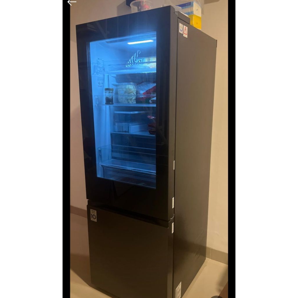 Kulkas LG 2 pintu GN-V 389 FQEF / GN-V389FQEF Bottom Freezer 368 Liter Freezer Bawah Black Insta Vie