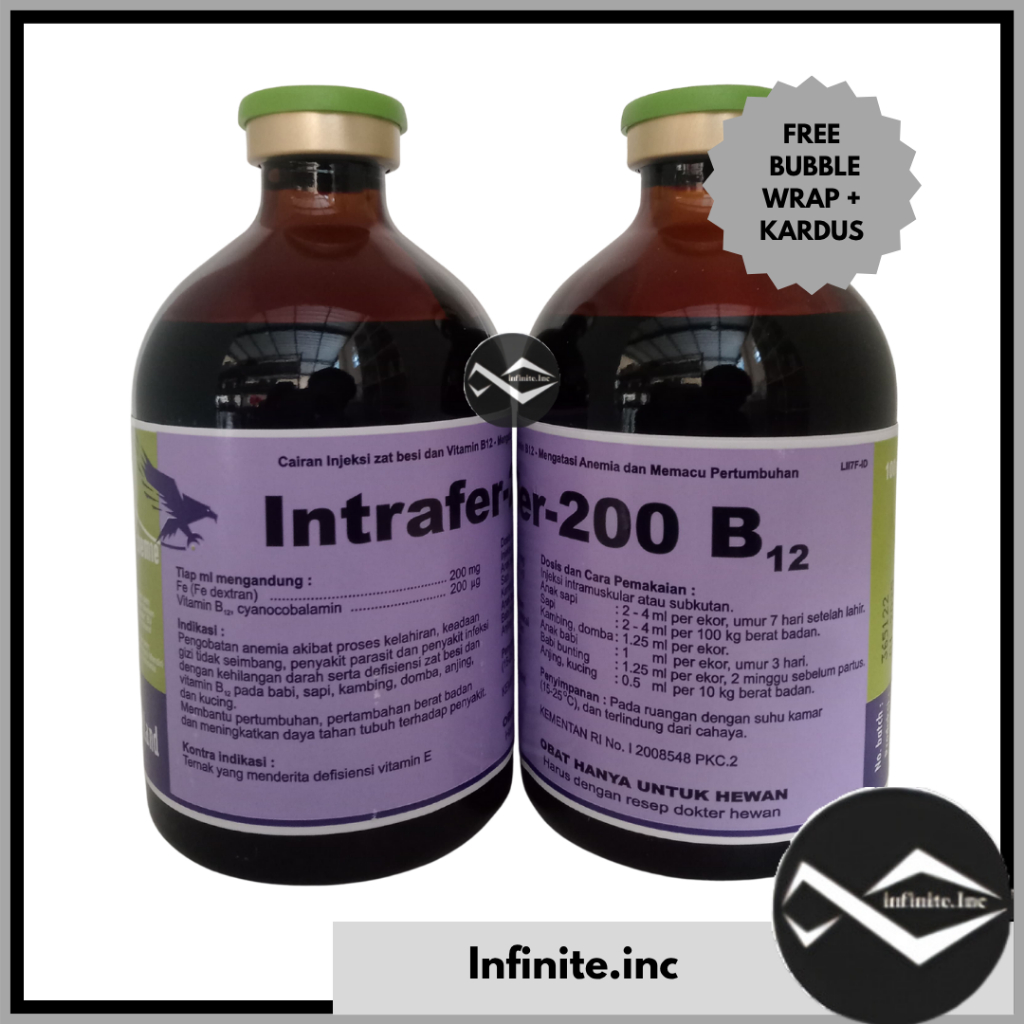 Intrafer-200 100 ml Fe zat besi B12 Cyanocobalamin Obat anemia Intrafer 100ml