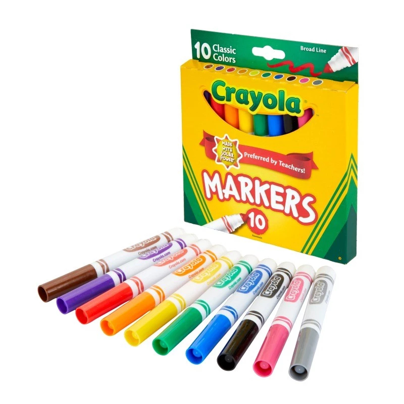 

Crayola Spidol 10Ct Classic Colors 587722 Alat Kerja Pewarna Set Spidol Stationery