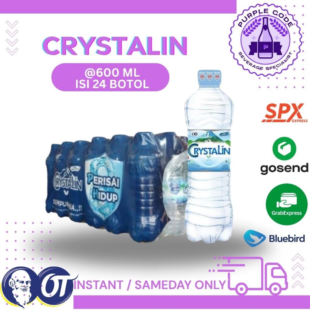 

(INSTANT READY) CRYSTALIN 600ML PACK ISI 24 BOTOL PER PACKS - READY CRYSTALIN 330, LEMINERAL, AQUA, CLEO, VIT, PRISTINE, POCARI Air Minum Kemasan Botol Minuman