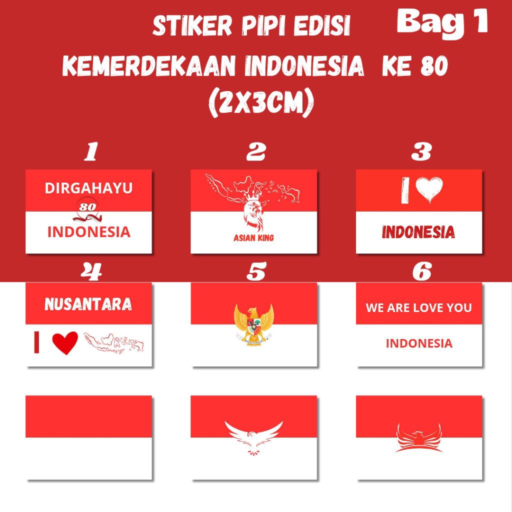 

Bag1 230pcs Stiker Pipi Bendera Indonesia Stiker Kemerdekaan Indonesia murah