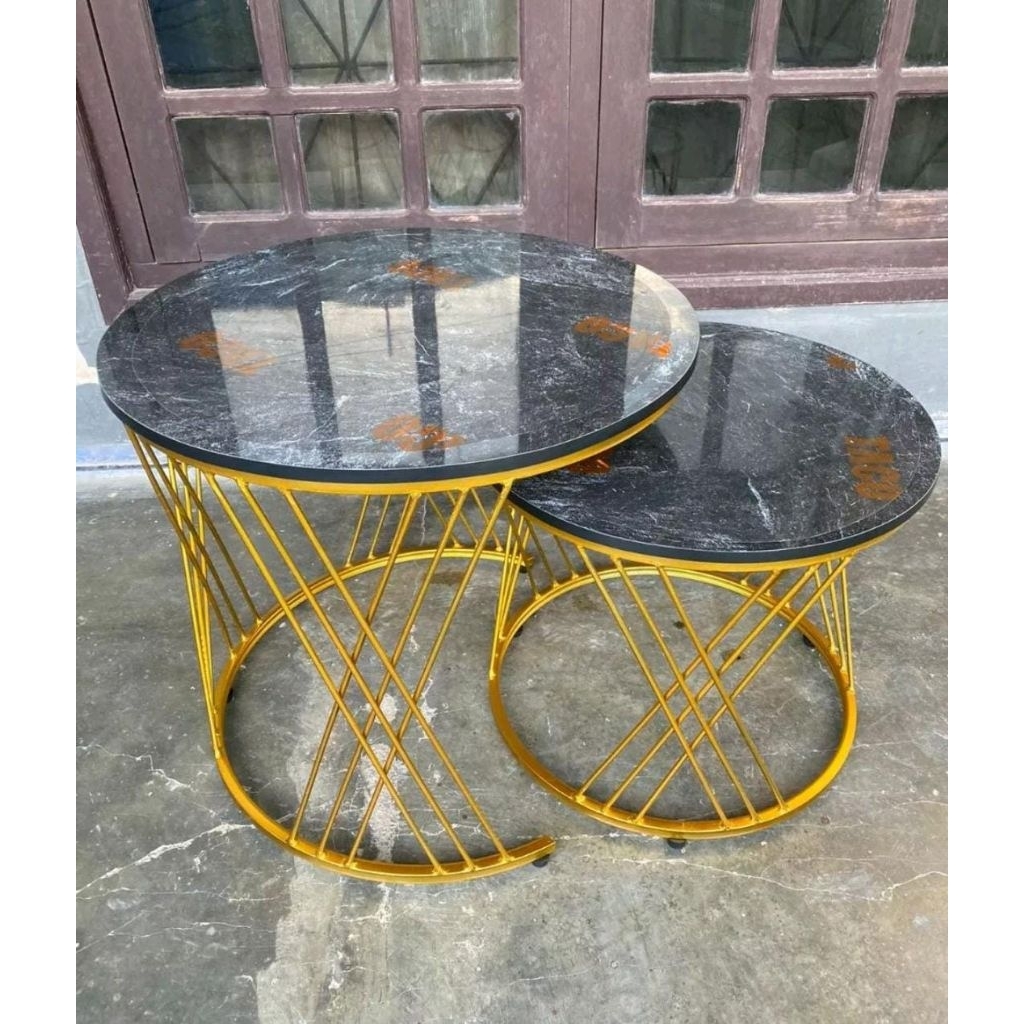 Meja tamu hpl jari jari silang minimalis