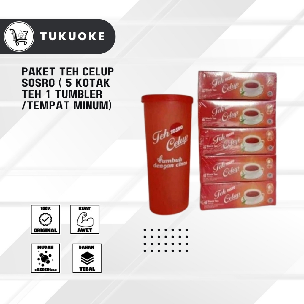 

PAKET TEH CELUP SOSRO ( 5 KOTAK TEH 1 TUMBLER /TEMPAT MINUM)