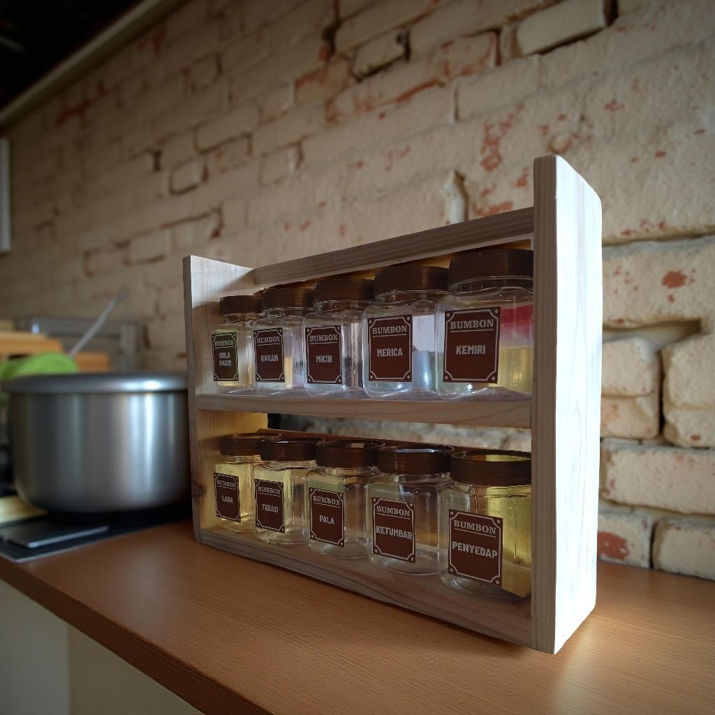 RAK BUMBU DAPUR AESTHETIC RAK BUMBU KAYU RAK KAYU TOPLES BUMBU DAPUR RAK SERBAGUNA RAK DINDING PERLE