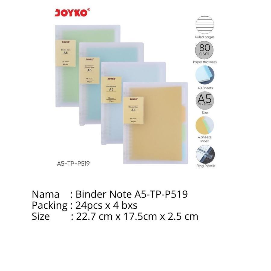 

Binder Note Cover Transparan Buku Tulis Joyko / A5-TP-P519 / B5-TP-P144