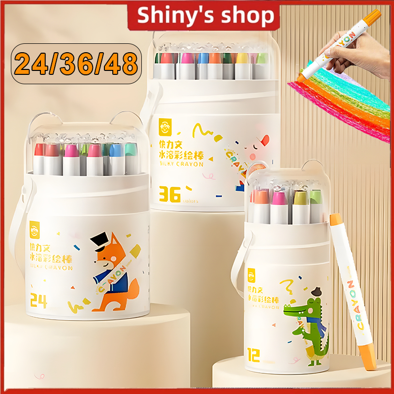 

【COD】Crayon Putar Washable 24/36/48 Warna Tidak ada tangan yang kotor Non Toxic Krayon Anak-anak