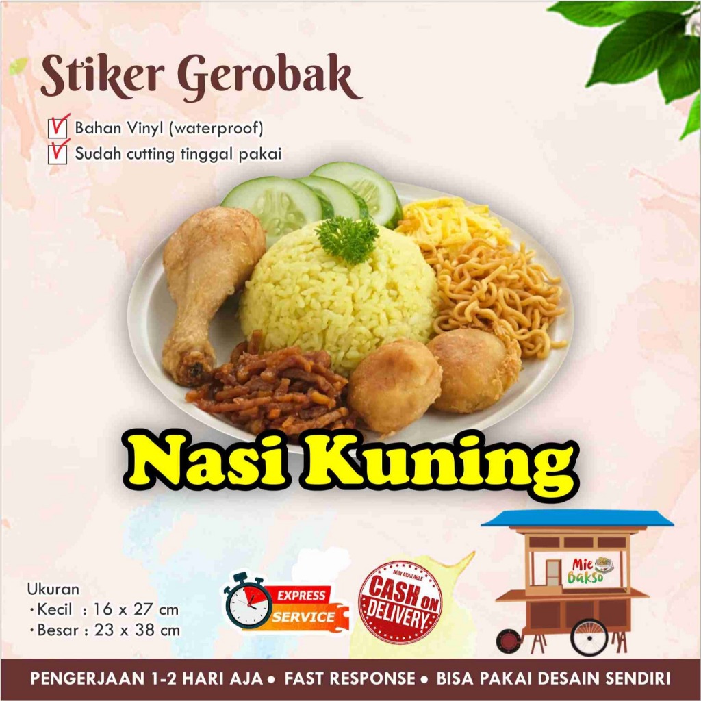 

STIKER KACA GEROBAK VINYL NASI KUNING / LABEL MAKANAN