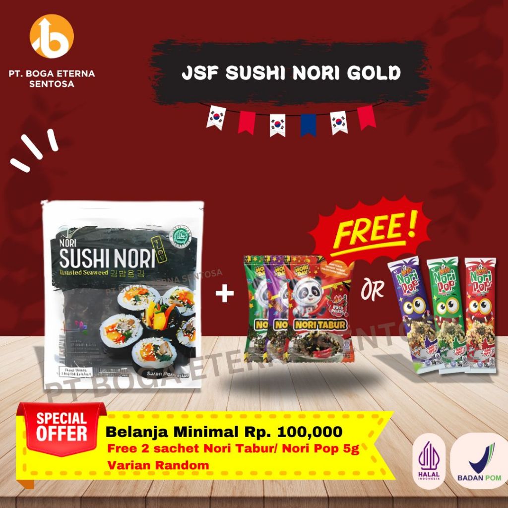 

SUSHI NORI ( Rumput Laut untuk Sushi / Gimbap ) HALAL (PROMO!)
