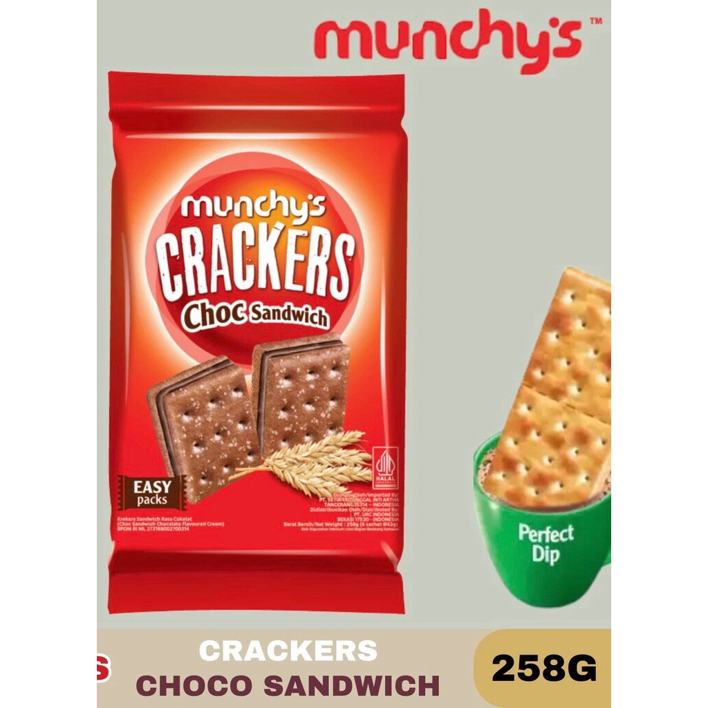 

Munchy's Biskuit Crackers Choco Sandwich Munchys Biskuit Crackers Choco Sandwich 258 Gram