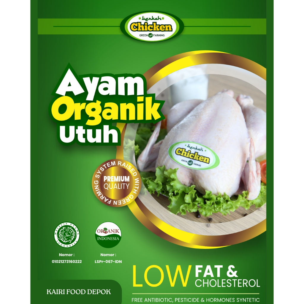 

Berkah Chicken | Ayam Organik Utuh 900 gram - 1,1 Kg – Bebas Antibiotik & Hormon | Rendah Lemak