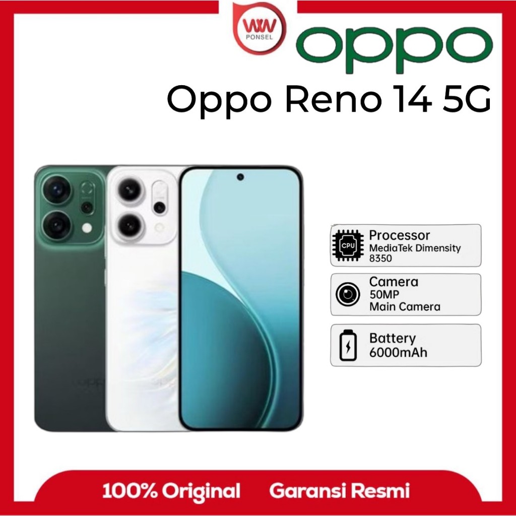Hp Oppo Reno 14 5G Ram 12GB Internal 256GB Garansi Resmi