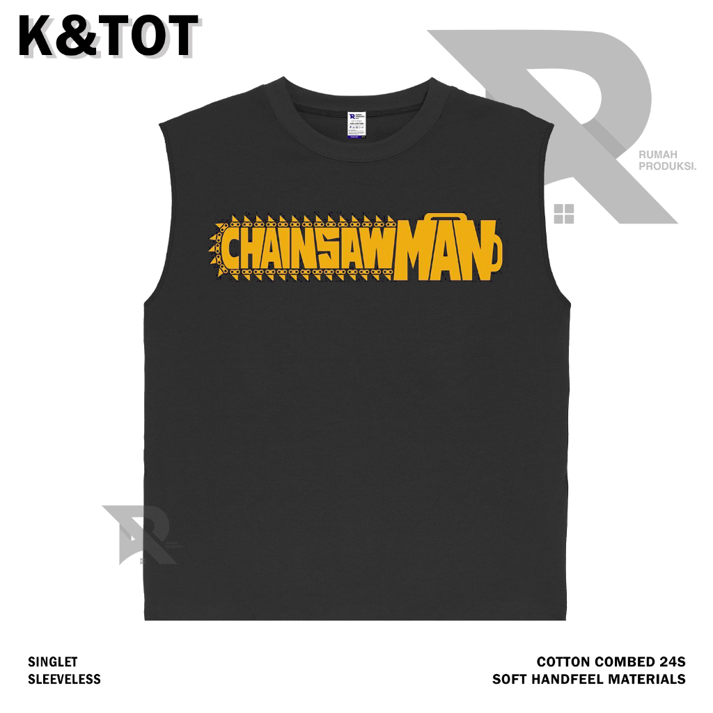 KAOS BAJU SINGLET CHAINSAWMAN | BAND METAL MUSIK ROCK | T-SHIRT SINGLET HITAM STYLE Y2K VINTAGE BOOT